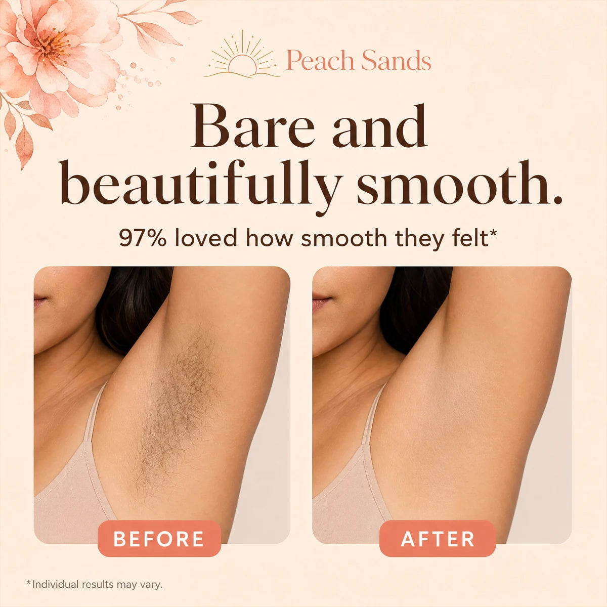 Before and after results on the underarm